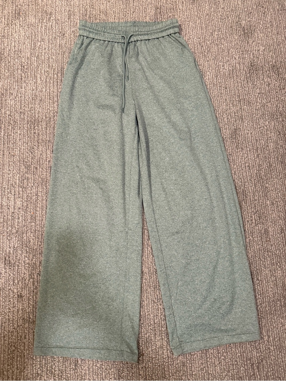 Halara High Waisted Wide Leg Drawstring Pants Green Size S Regular NWT